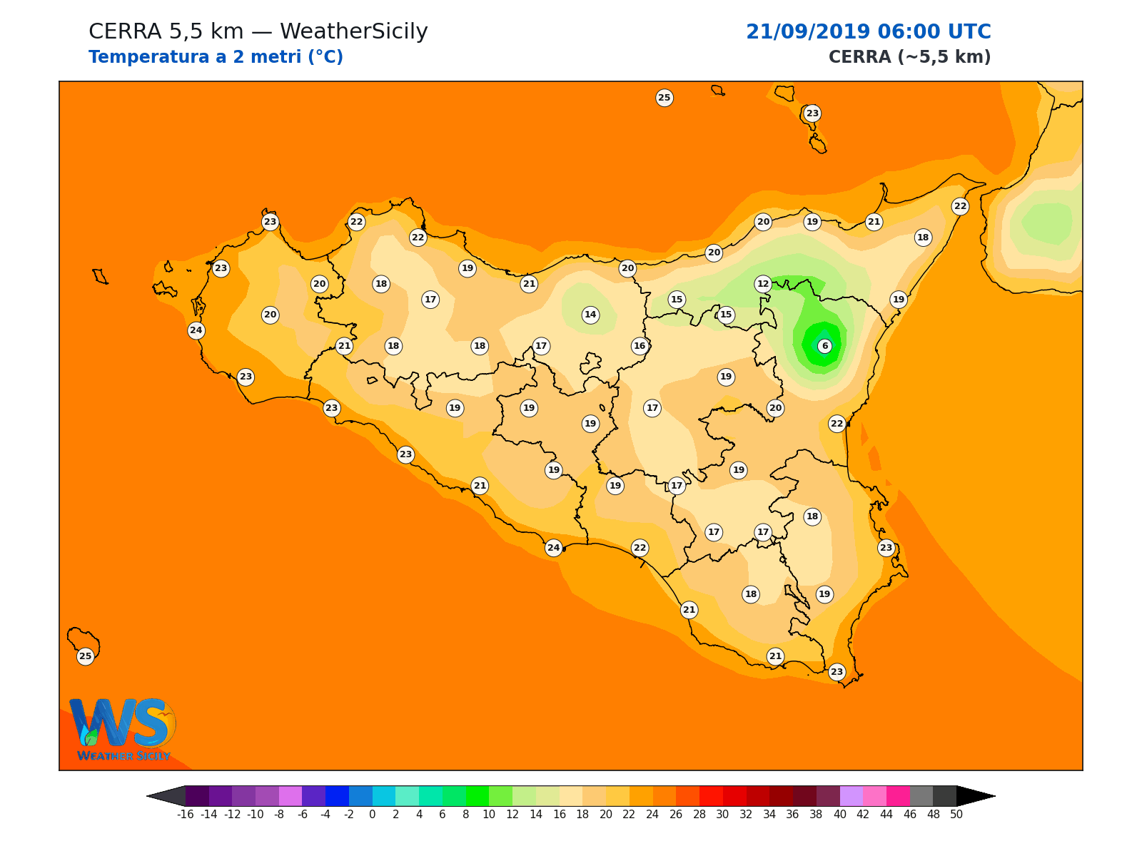 Temperatura a 2 metri · 2019092106