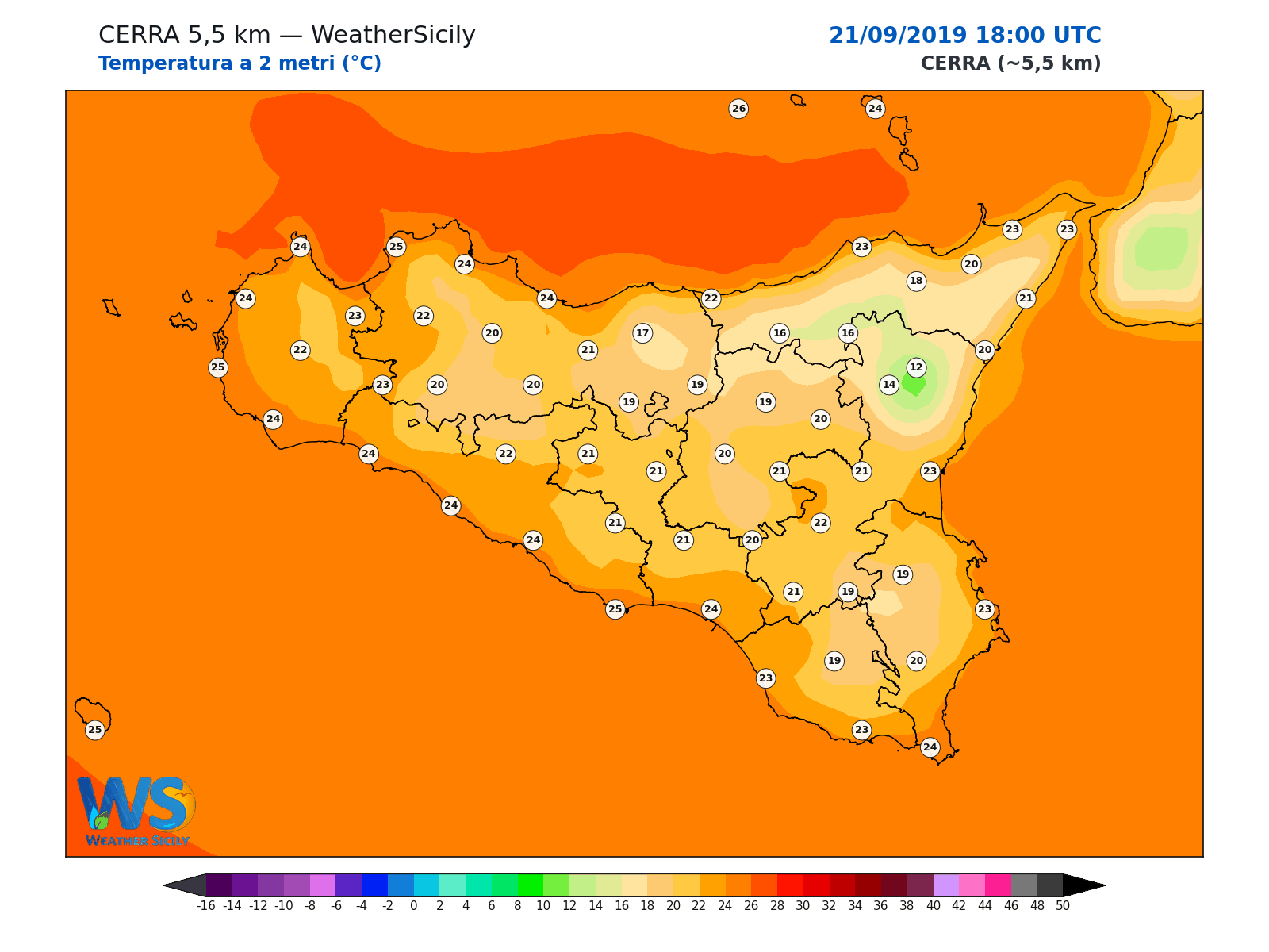 Temperatura a 2 metri · 2019092118
