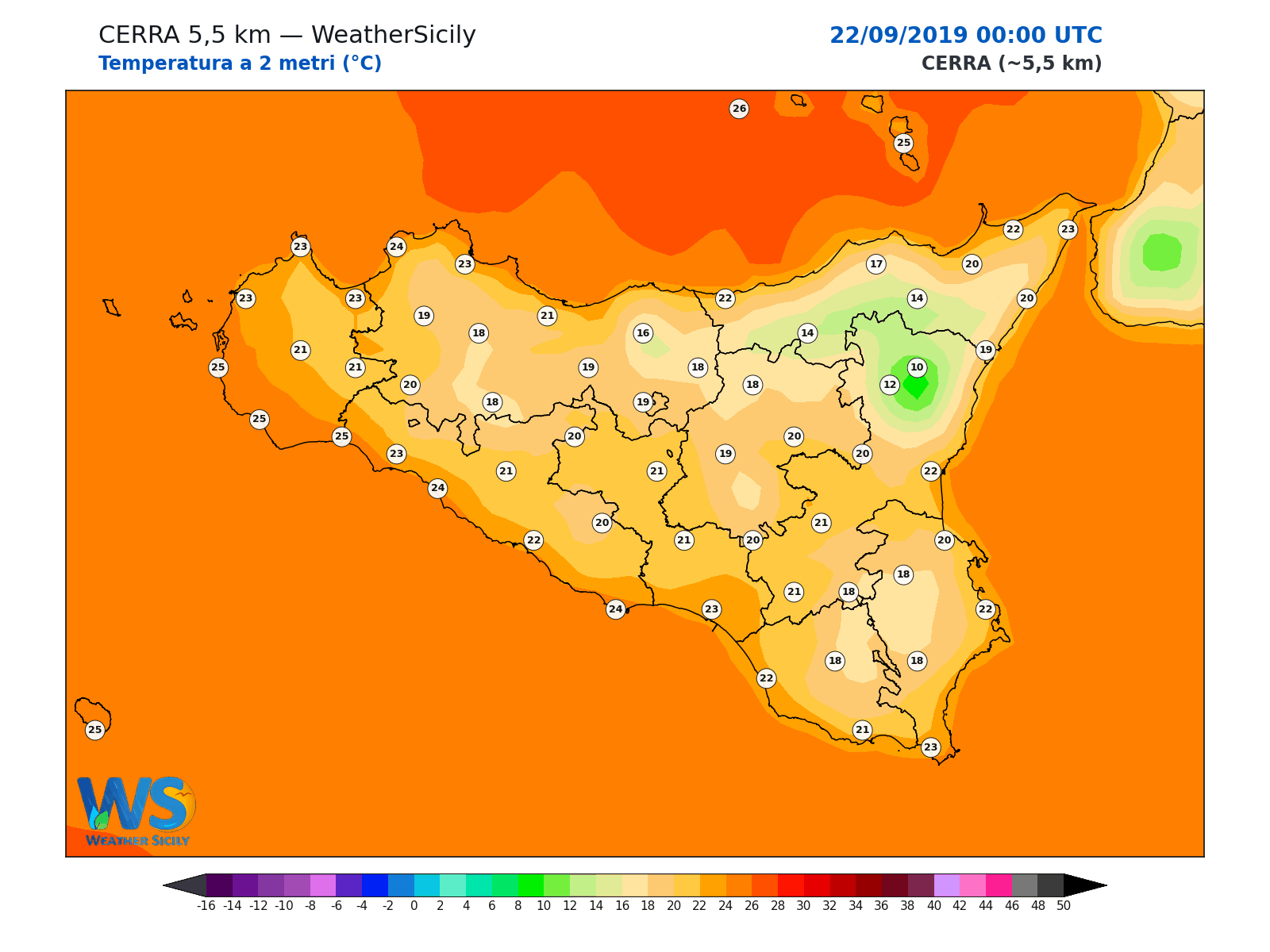 Temperatura a 2 metri · 2019092200