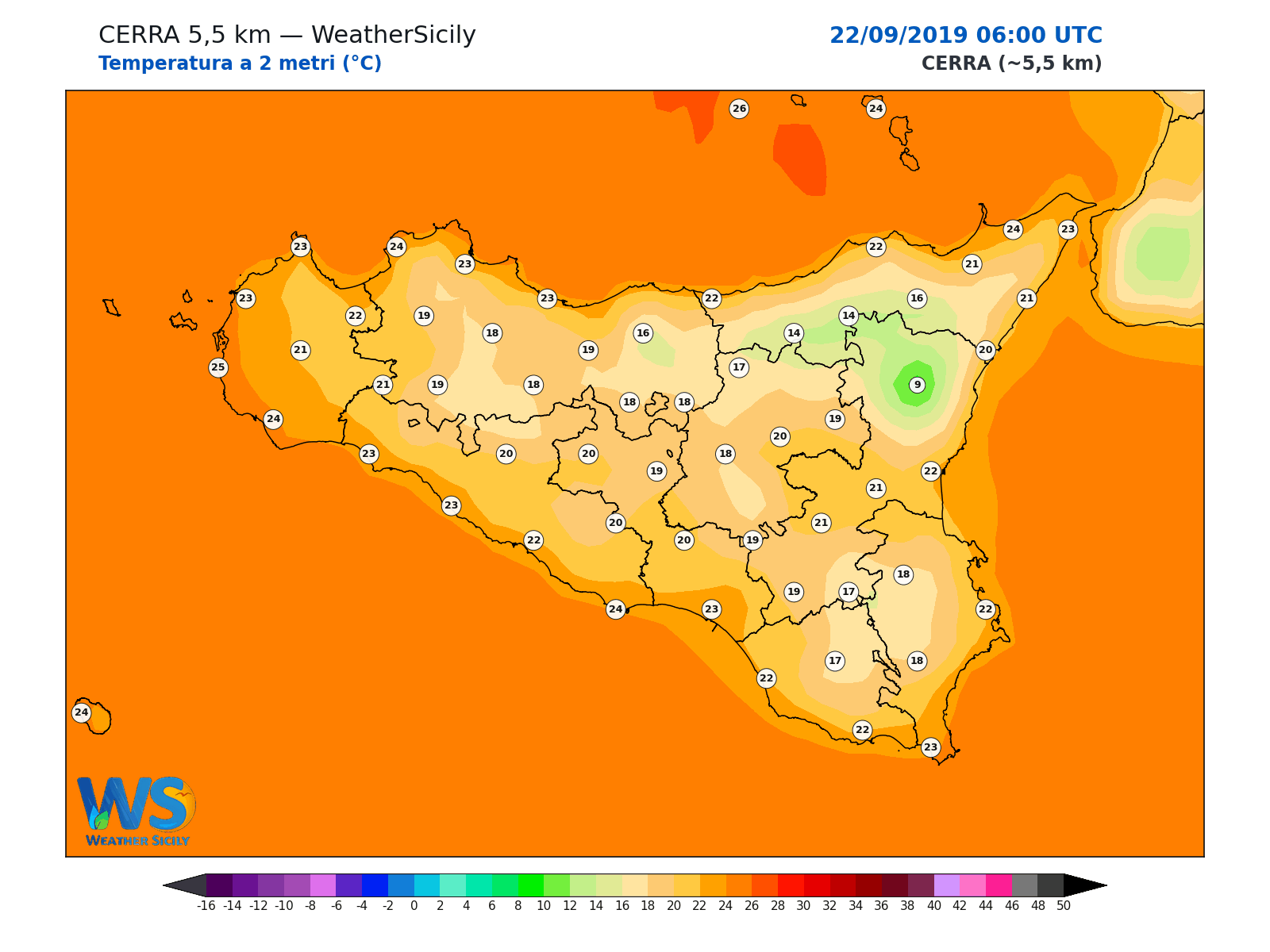 Temperatura a 2 metri · 2019092206