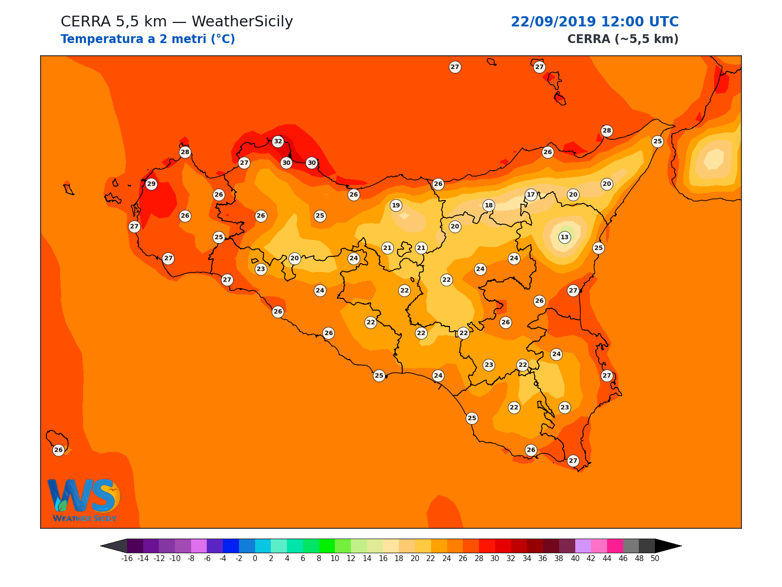 Temperatura a 2 metri · 2019092212