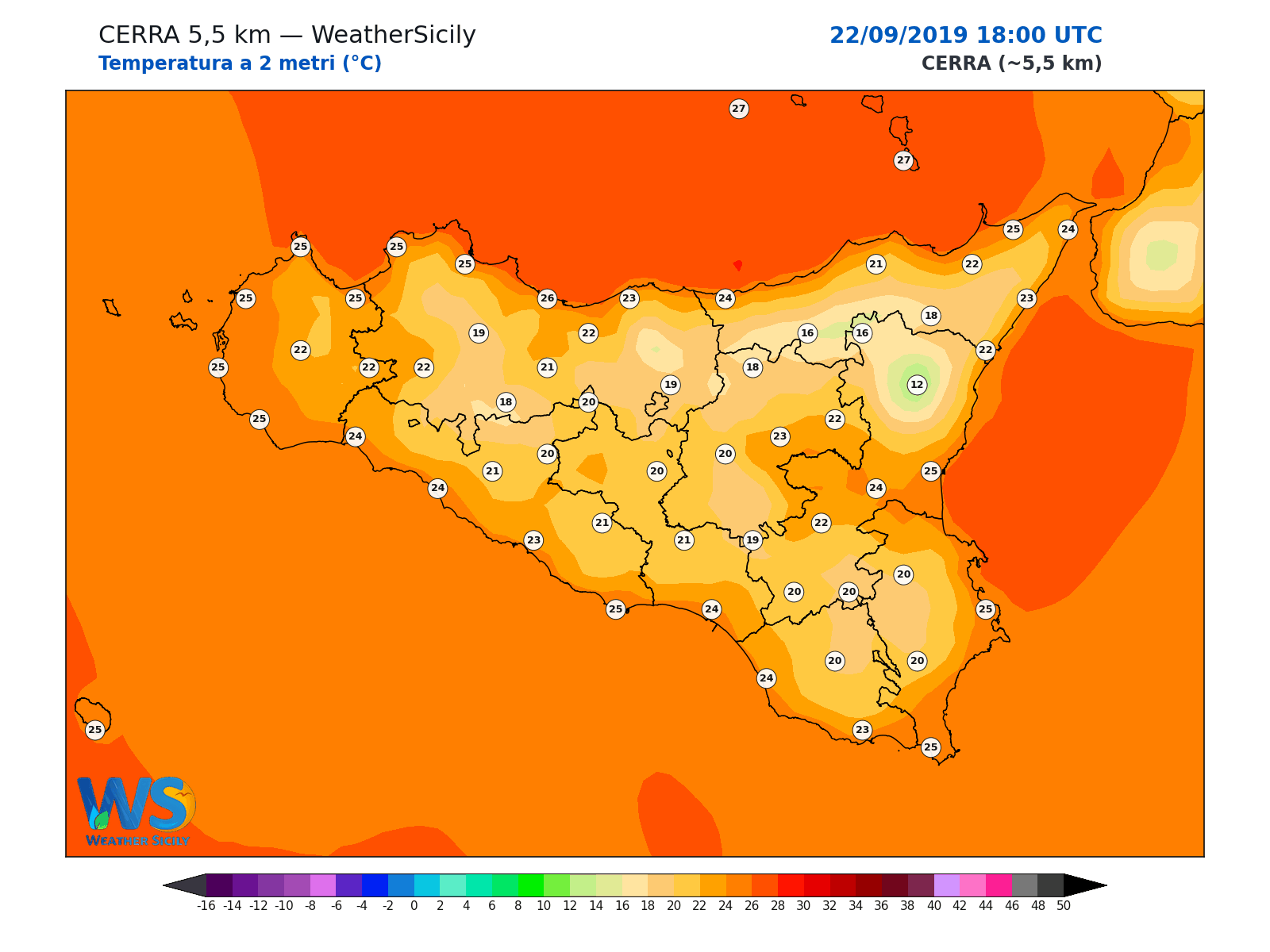 Temperatura a 2 metri · 2019092218