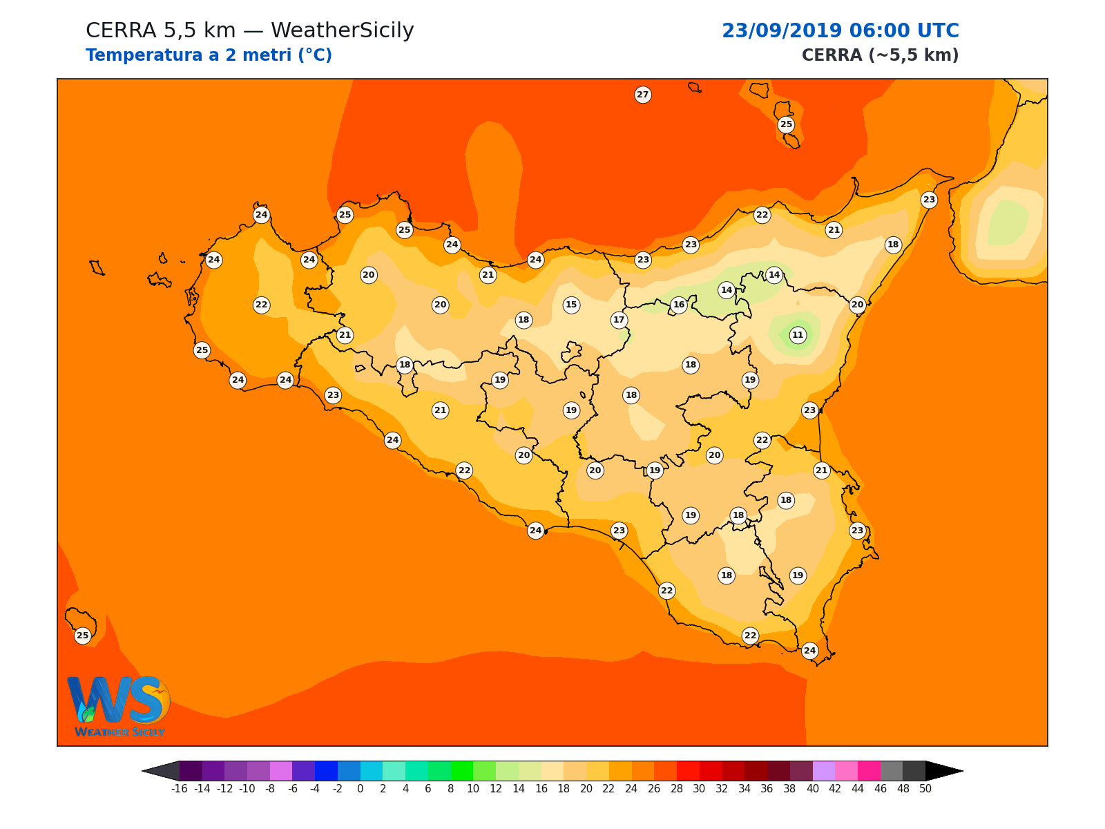 Temperatura a 2 metri · 2019092306