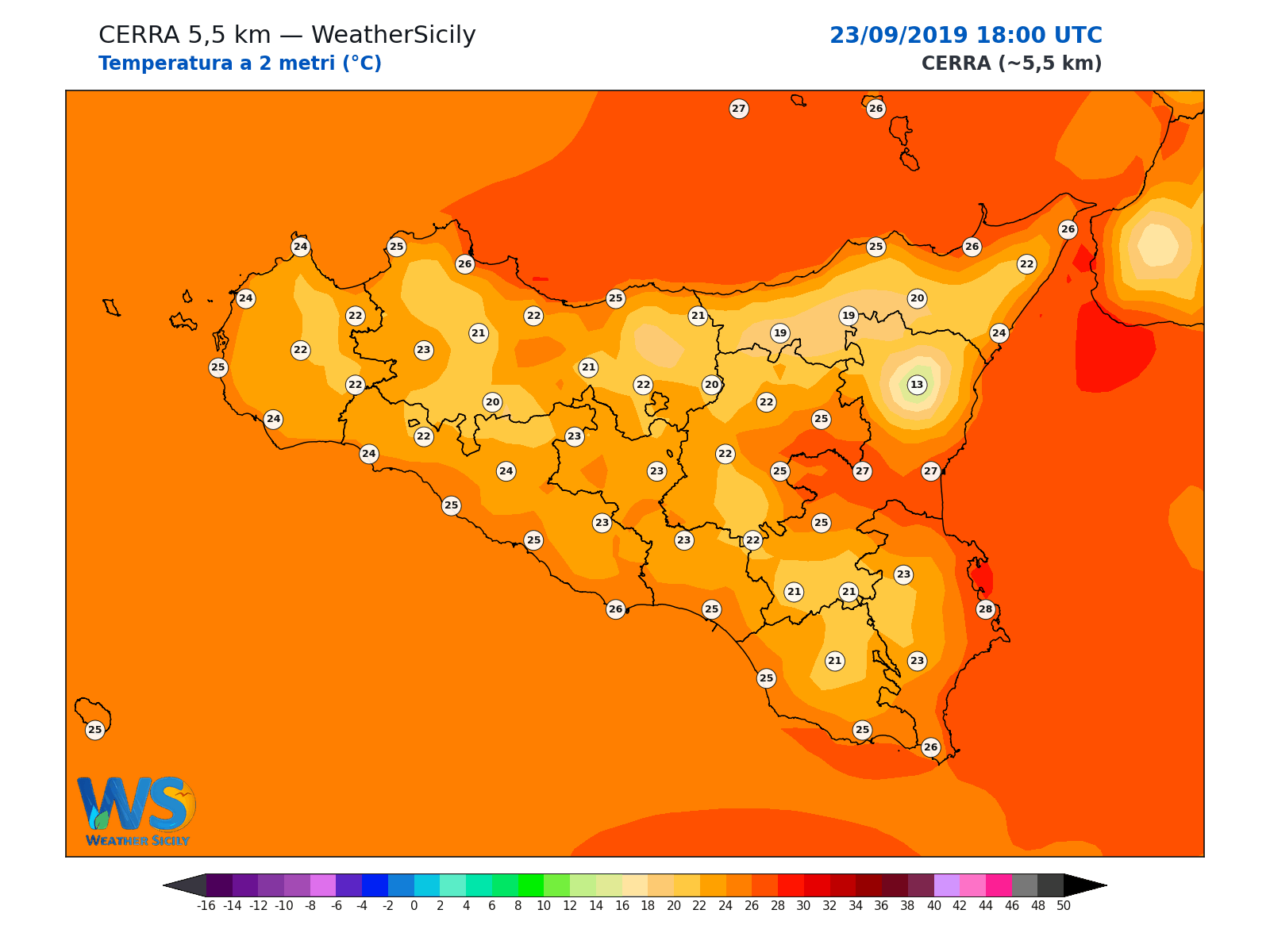 Temperatura a 2 metri · 2019092318