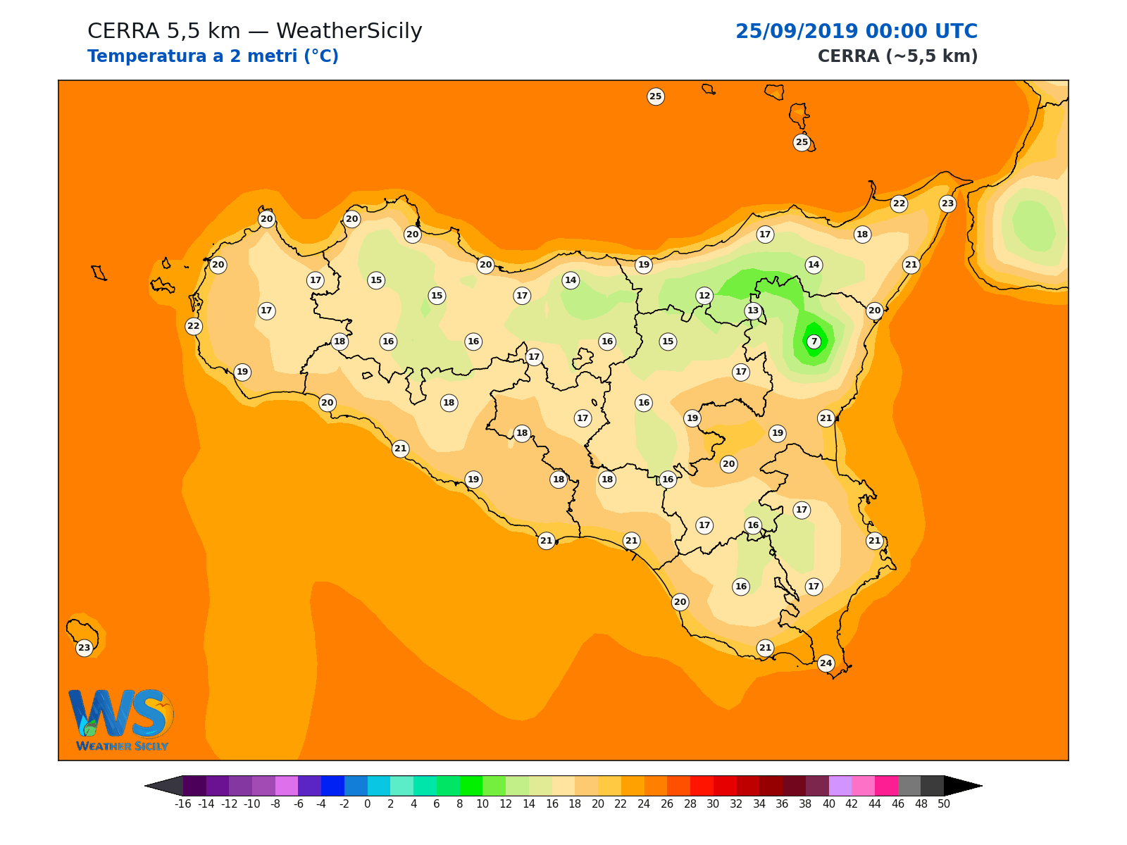 Temperatura a 2 metri · 2019092500