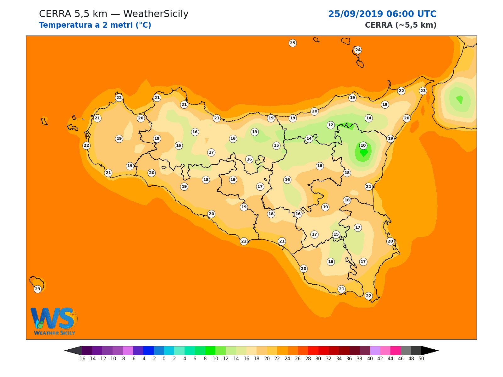 Temperatura a 2 metri · 2019092506