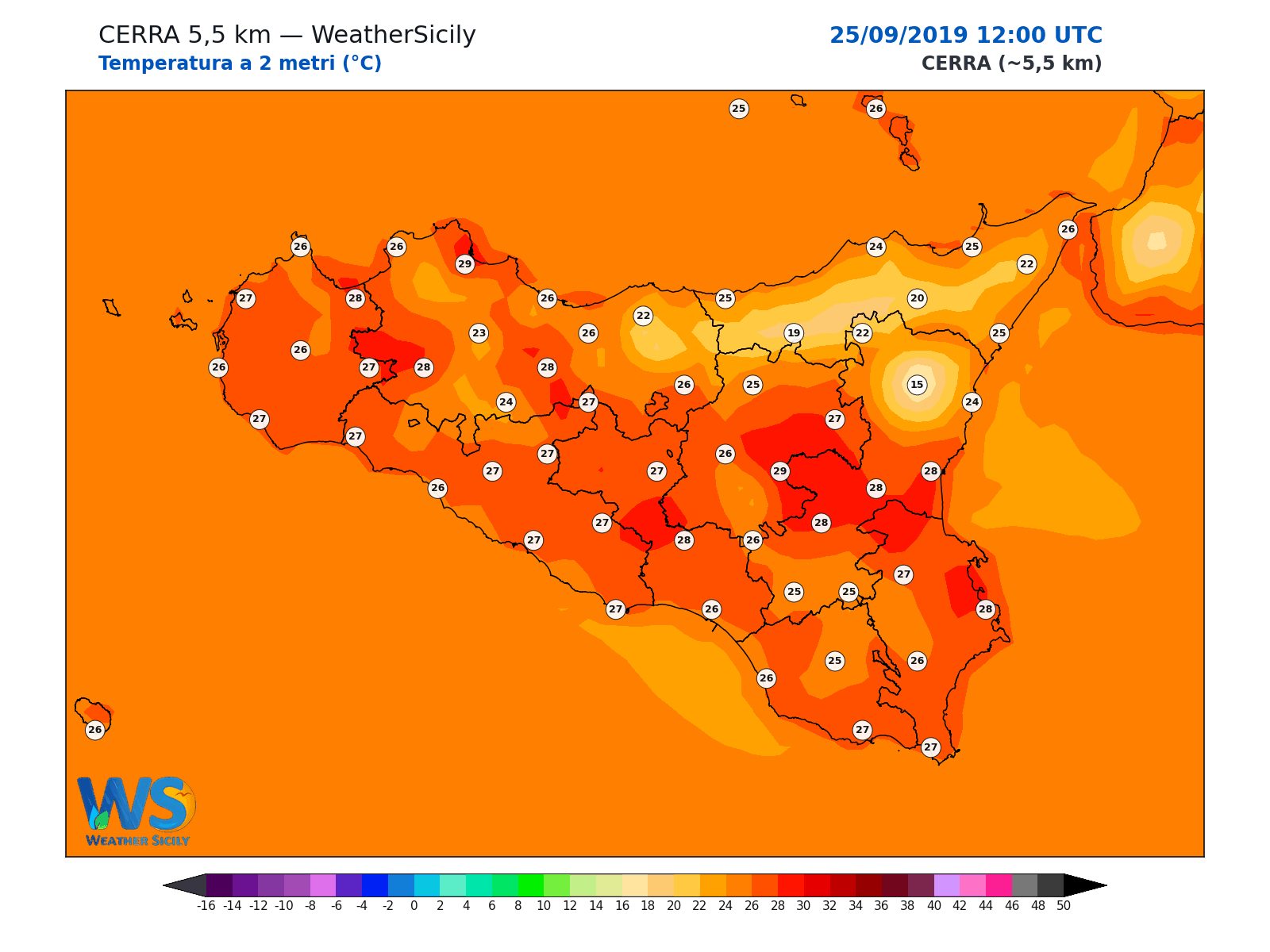 Temperatura a 2 metri · 2019092512