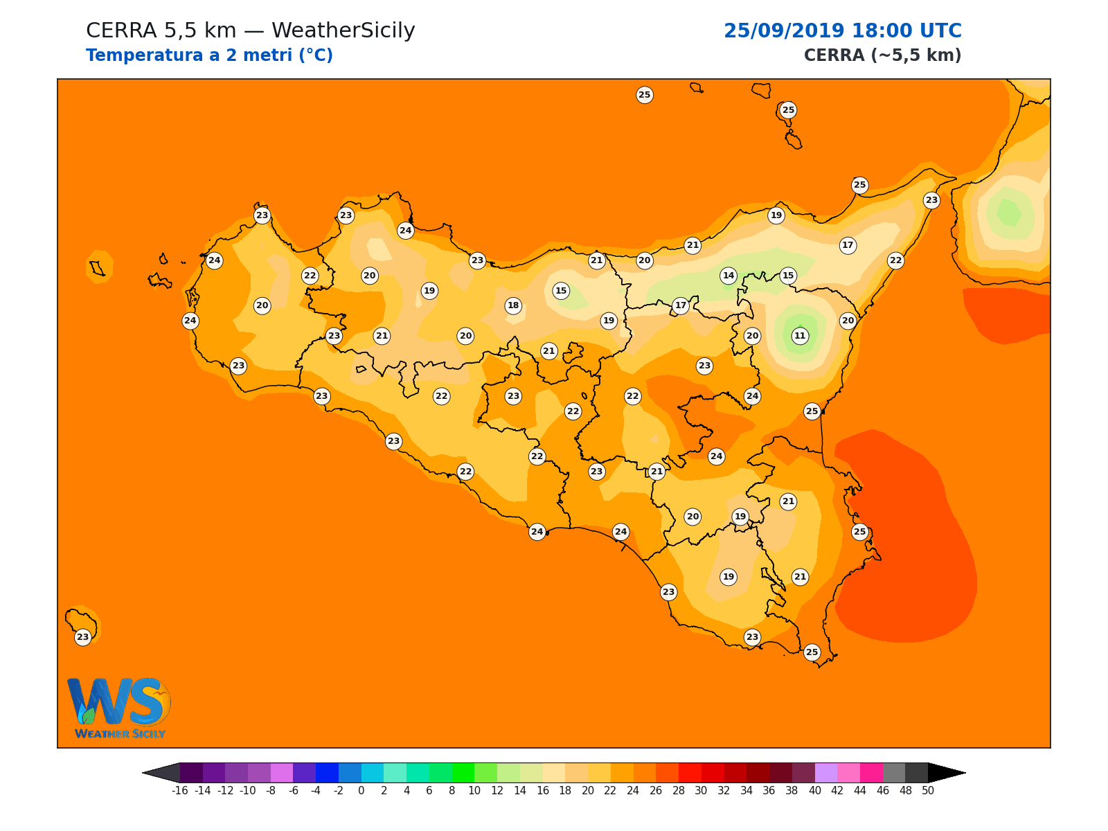 Temperatura a 2 metri · 2019092518