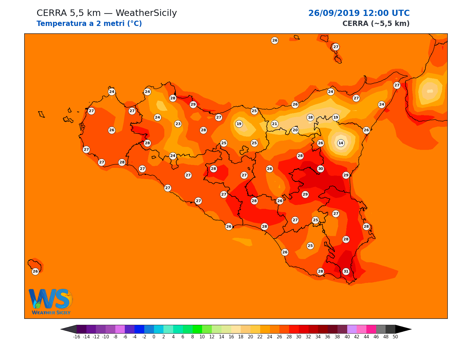 Temperatura a 2 metri · 2019092612