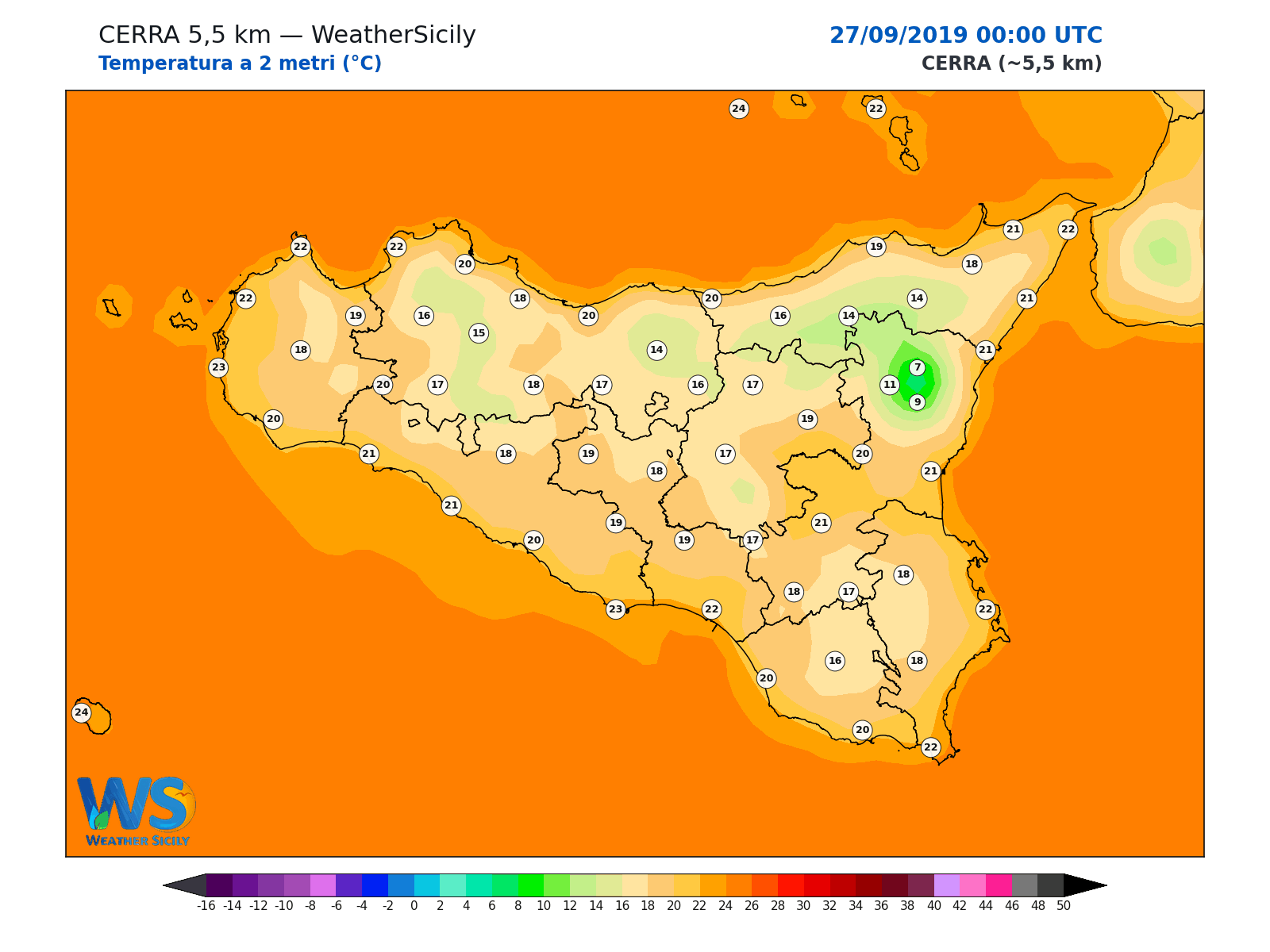 Temperatura a 2 metri · 2019092700