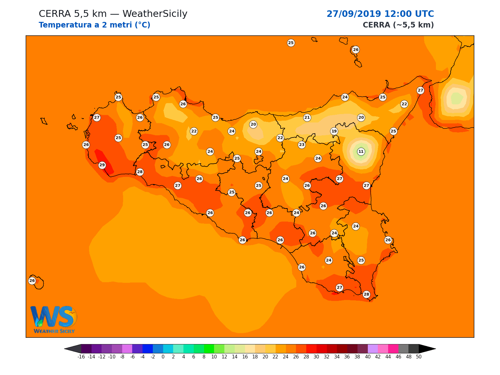Temperatura a 2 metri · 2019092712
