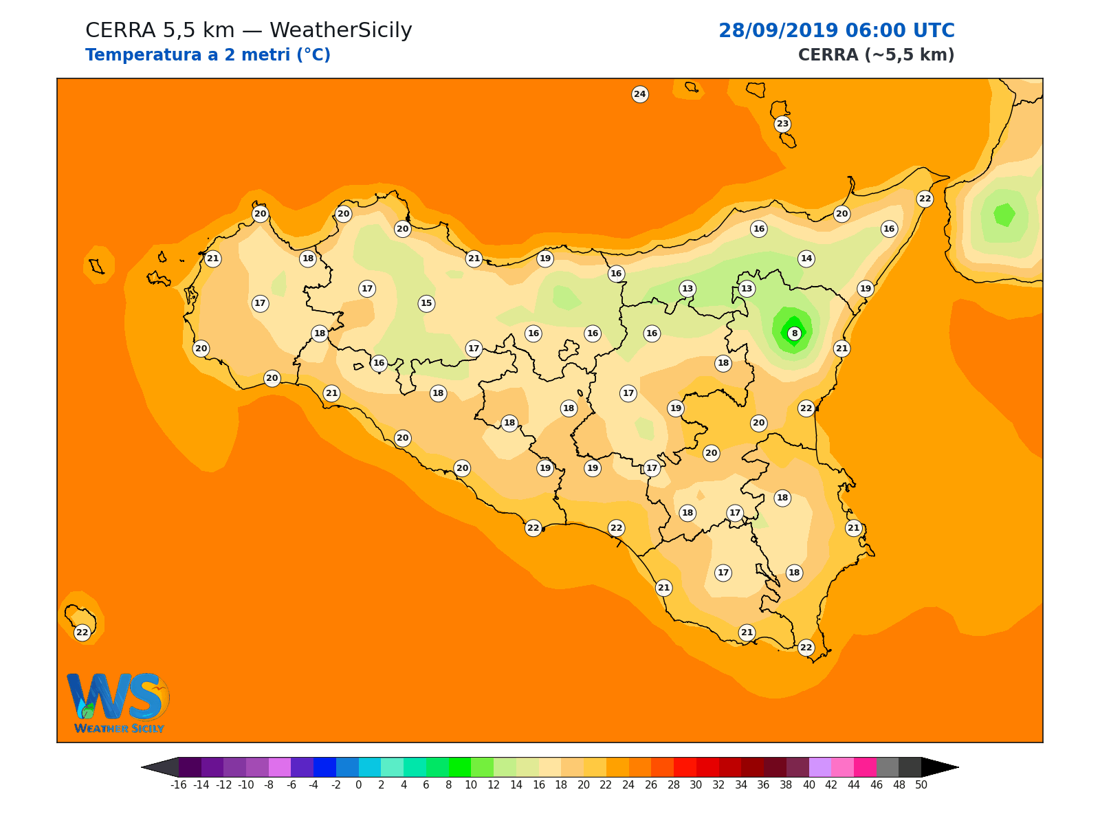 Temperatura a 2 metri · 2019092806