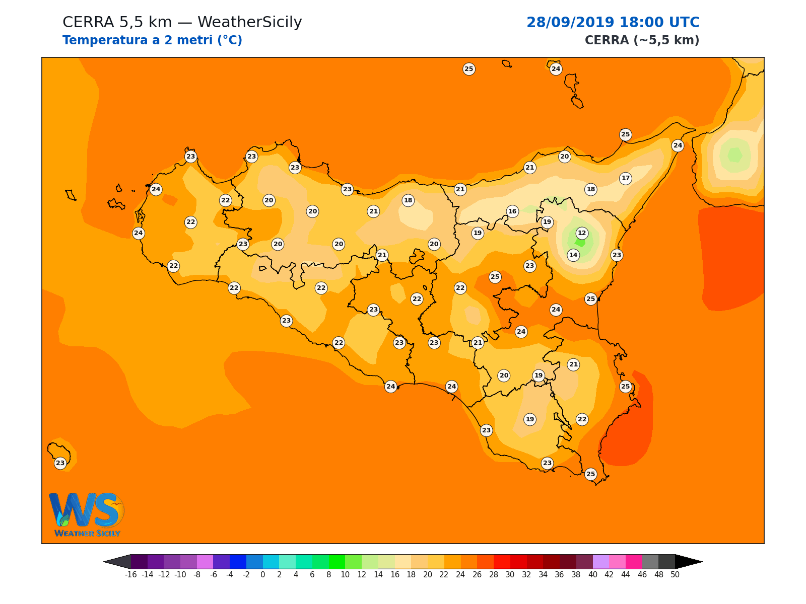 Temperatura a 2 metri · 2019092818
