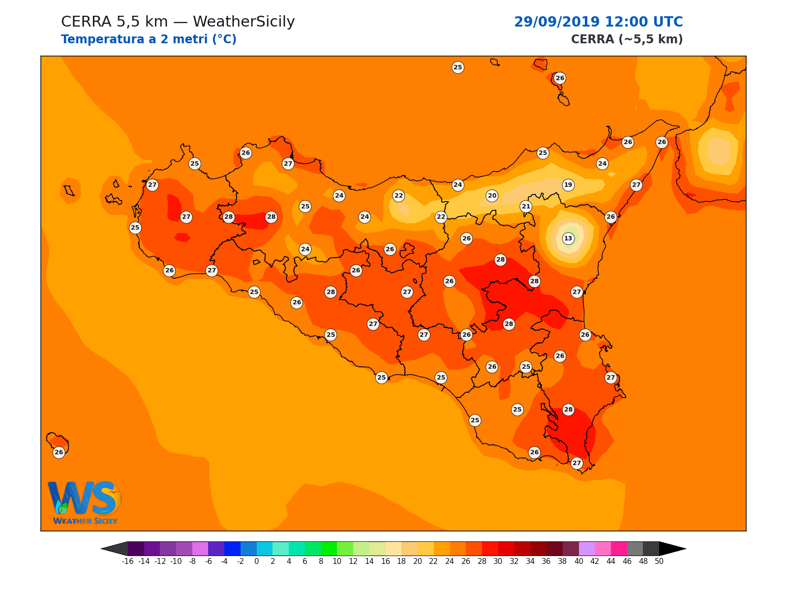 Temperatura a 2 metri · 2019092912