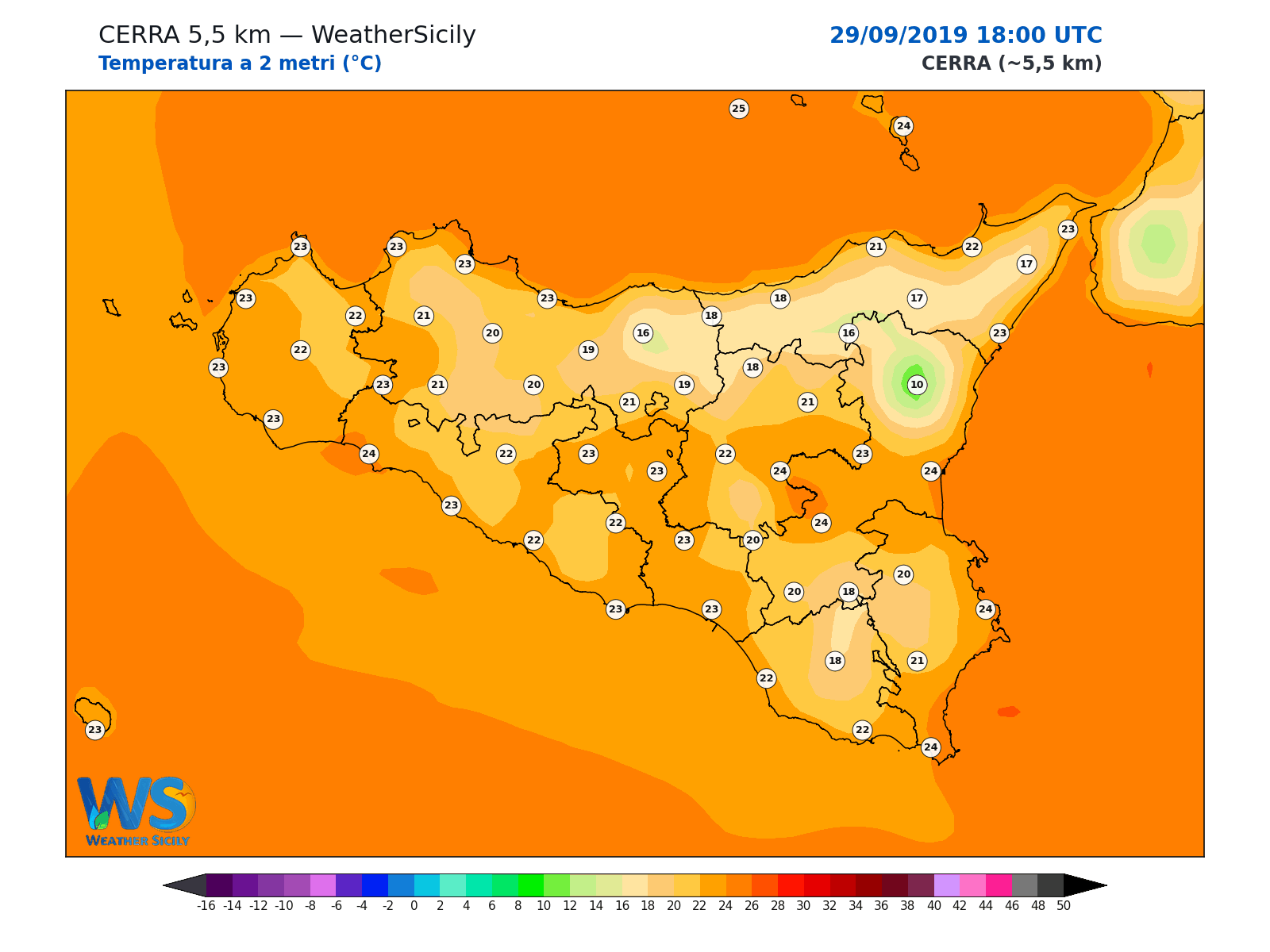 Temperatura a 2 metri · 2019092918