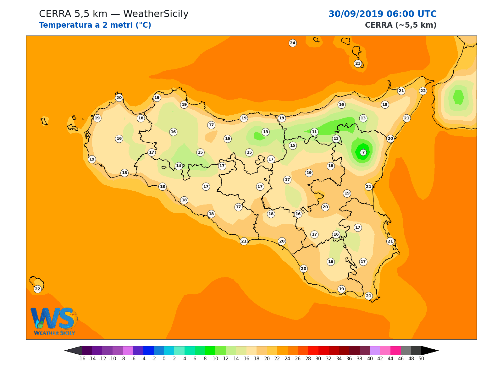 Temperatura a 2 metri · 2019093006