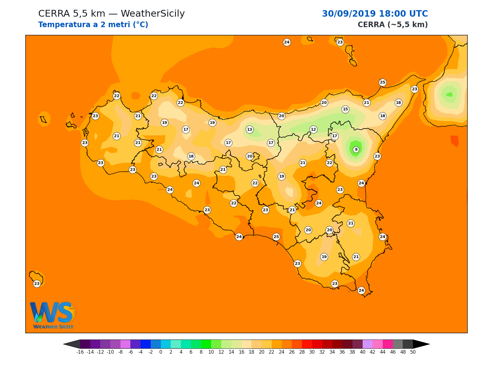 Temperatura a 2 metri · 2019093018