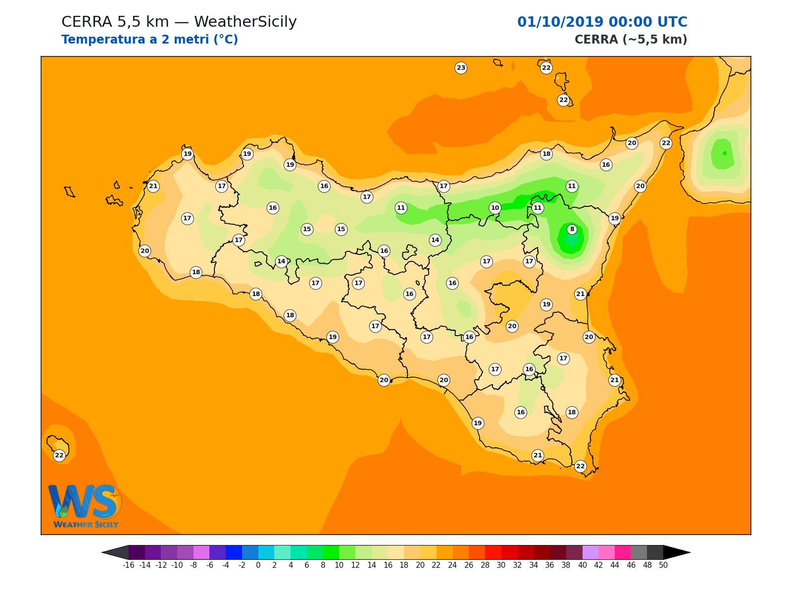 Temperatura a 2 metri · 2019100100