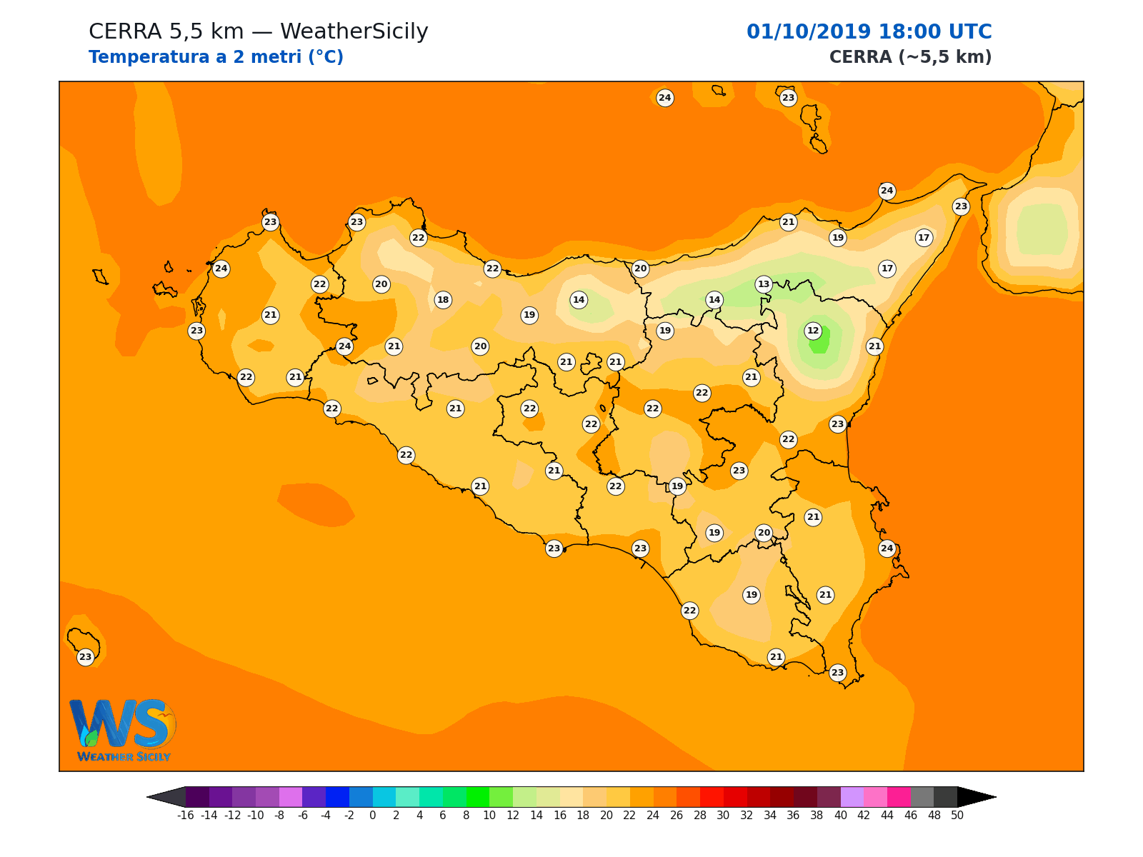 Temperatura a 2 metri · 2019100118