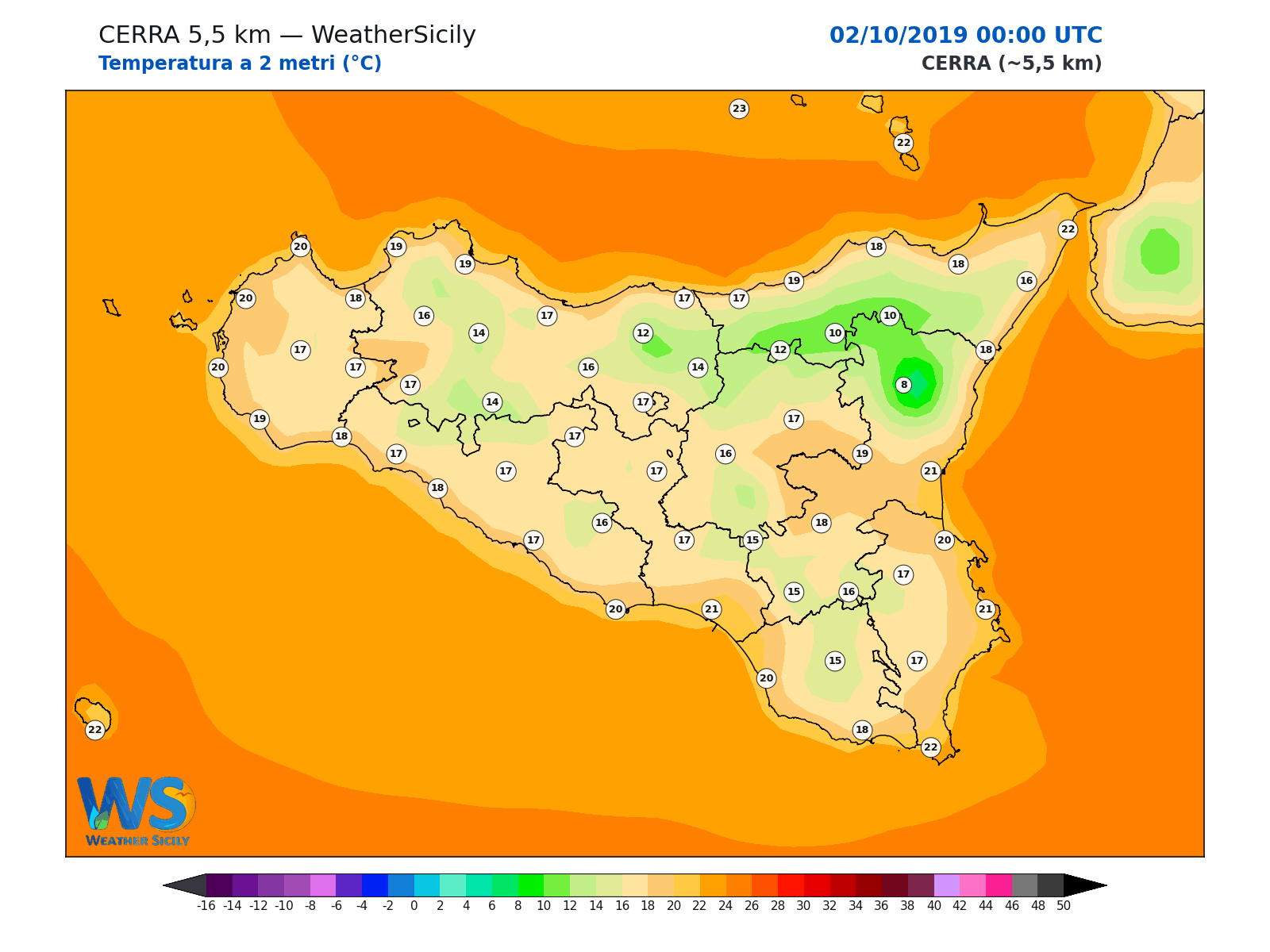 Temperatura a 2 metri · 2019100200
