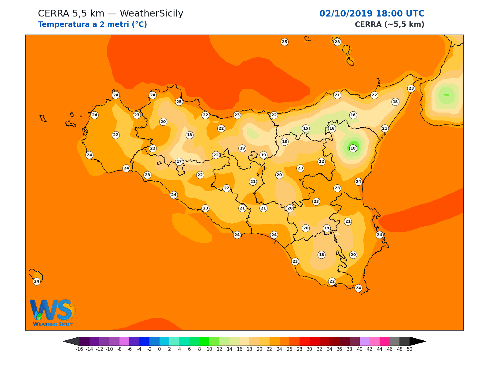 Temperatura a 2 metri · 2019100218