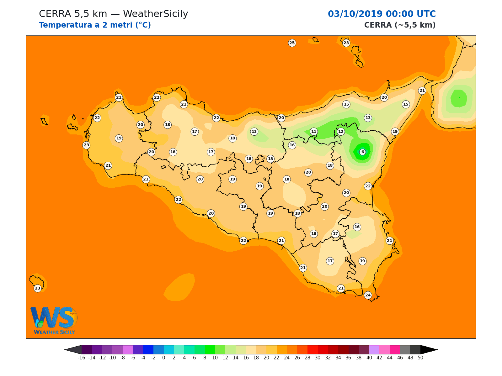 Temperatura a 2 metri · 2019100300