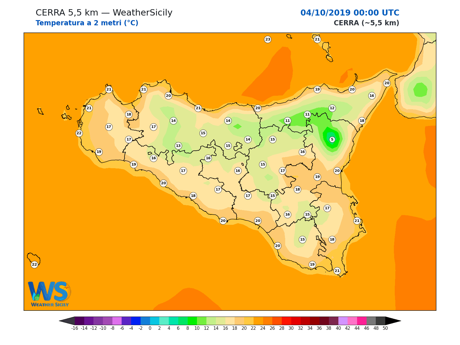 Temperatura a 2 metri · 2019100400