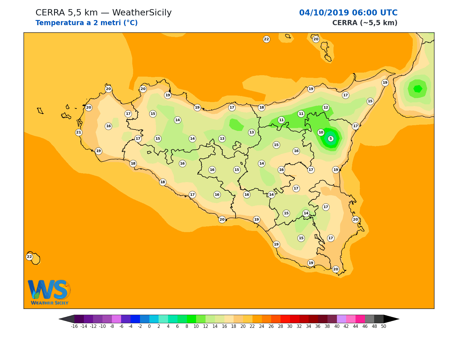 Temperatura a 2 metri · 2019100406