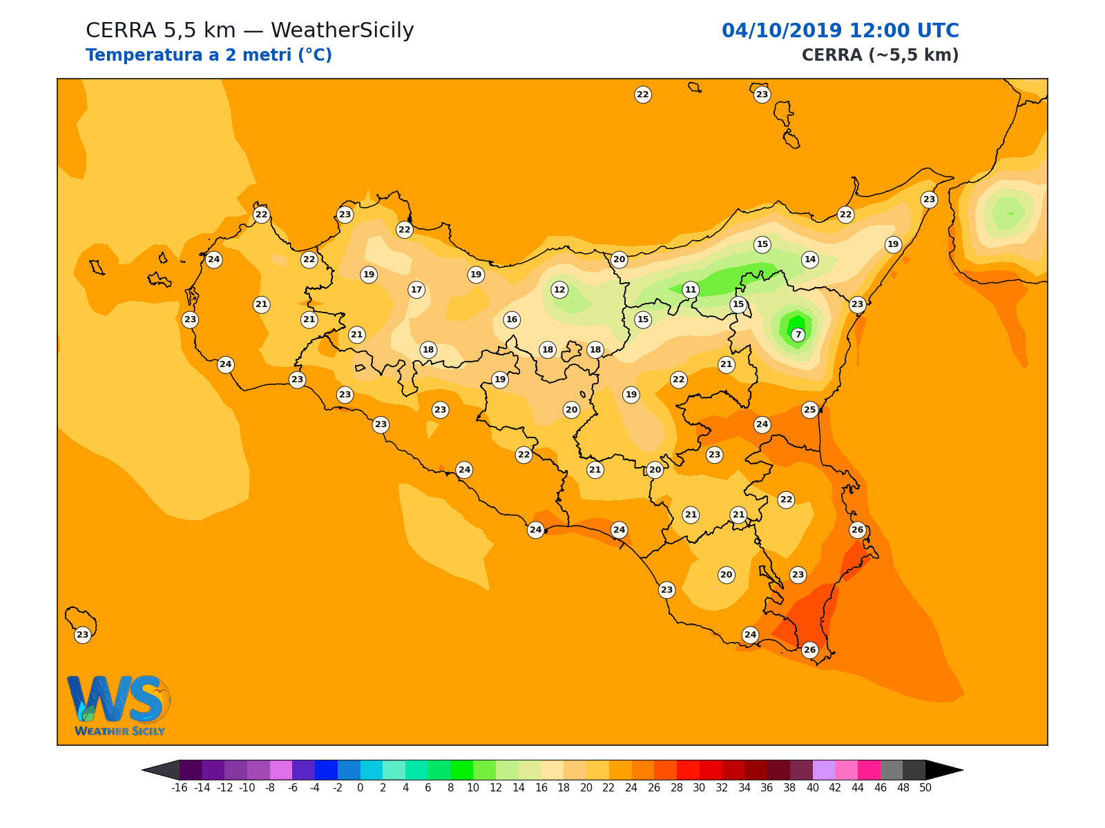 Temperatura a 2 metri · 2019100412