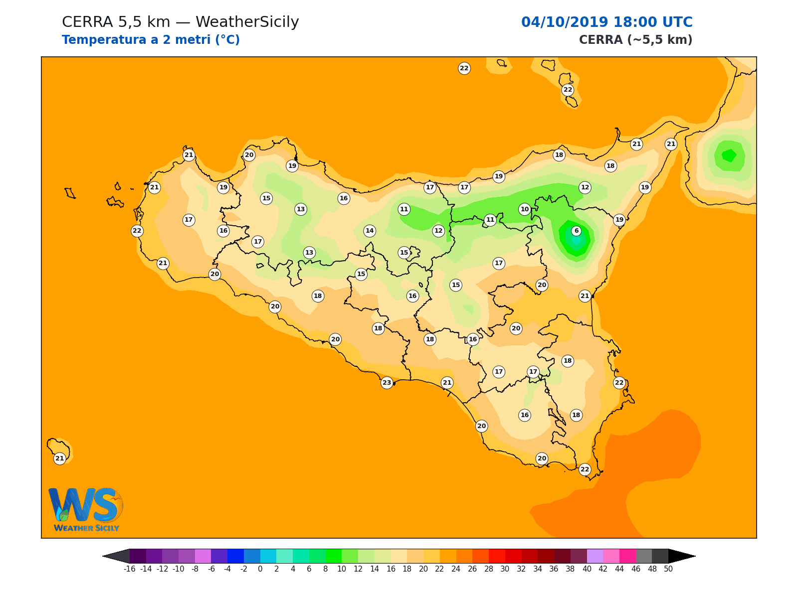 Temperatura a 2 metri · 2019100418