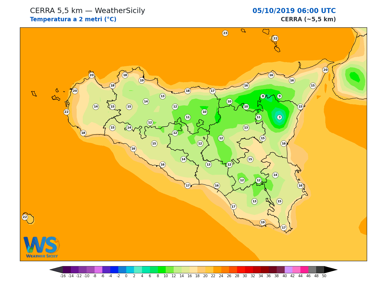 Temperatura a 2 metri · 2019100506