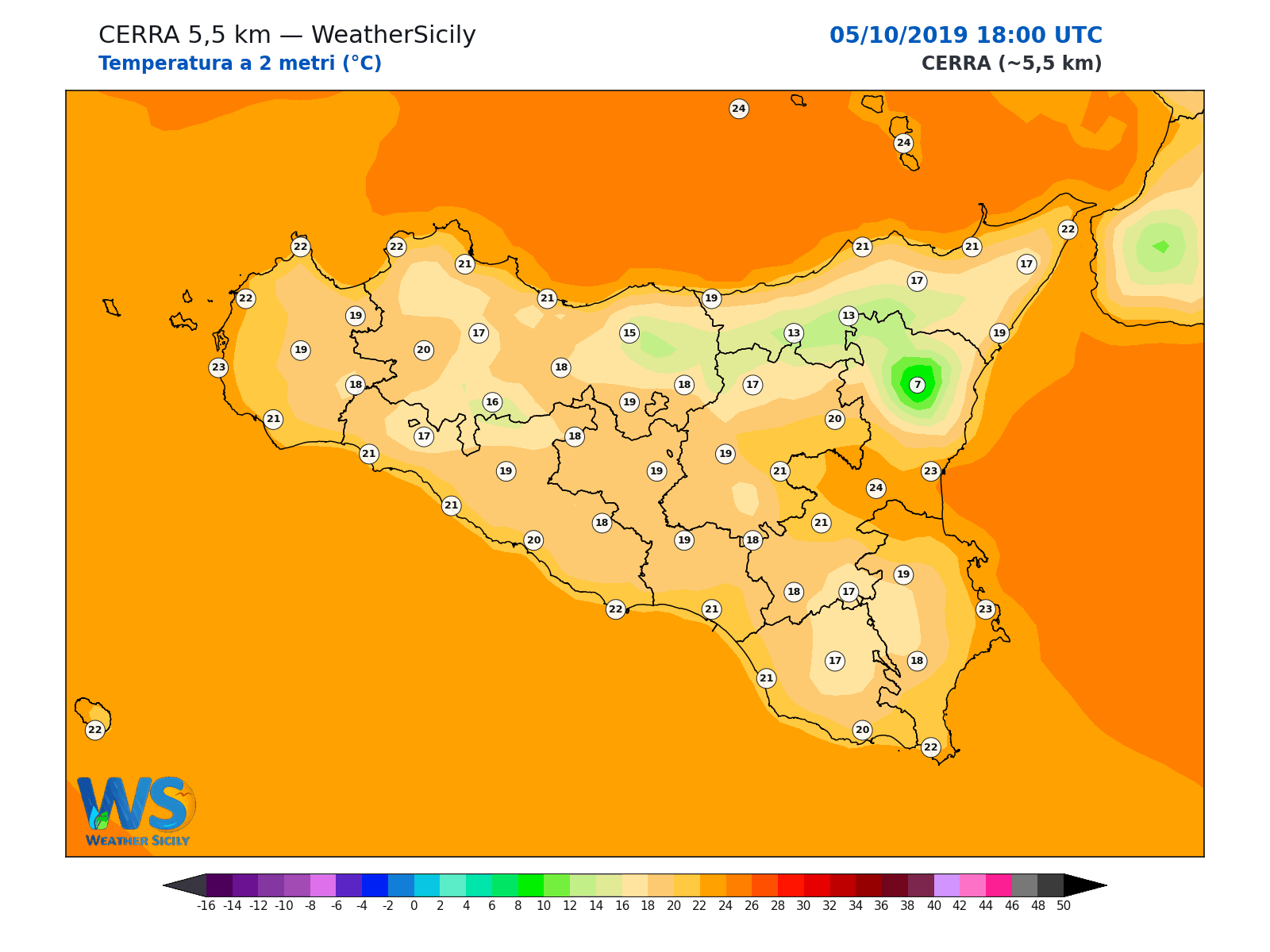 Temperatura a 2 metri · 2019100518