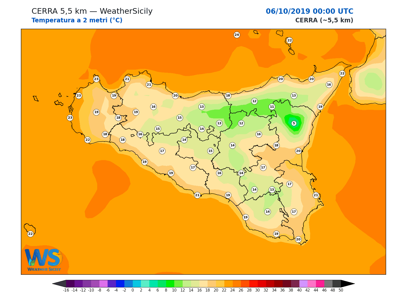 Temperatura a 2 metri · 2019100600