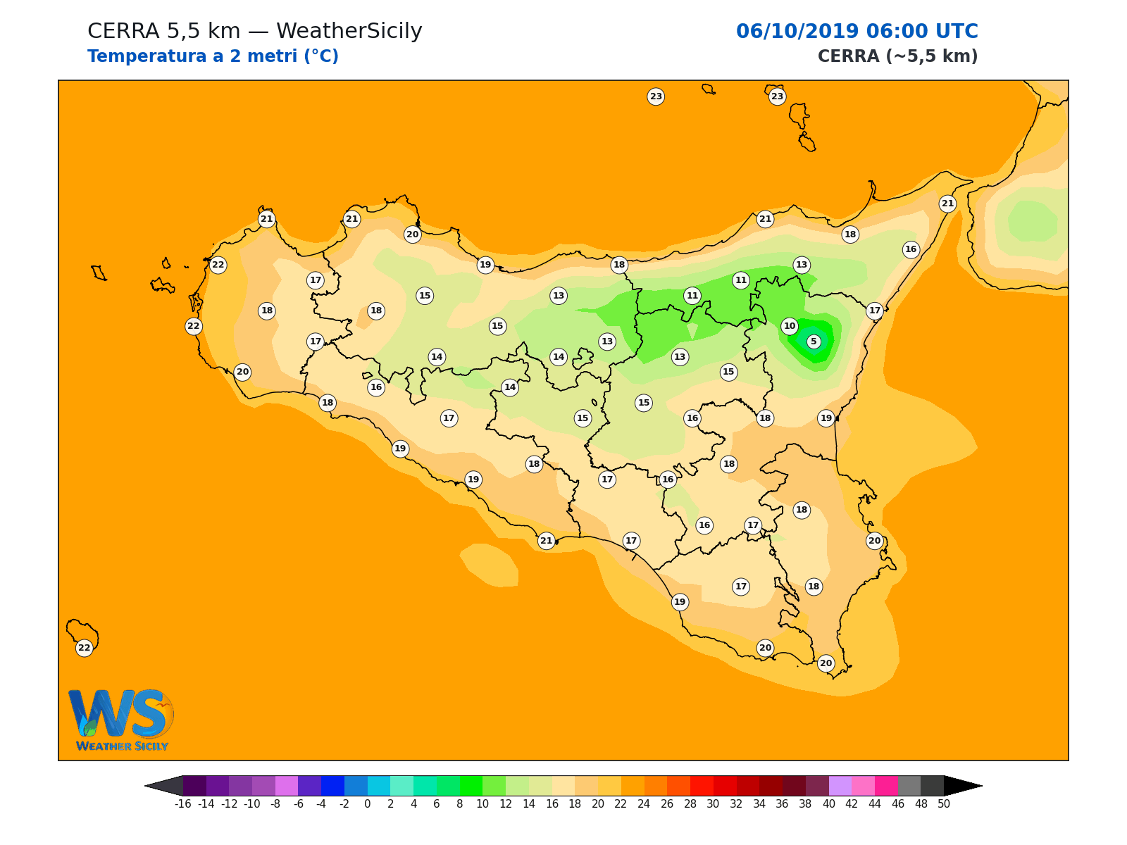 Temperatura a 2 metri · 2019100606