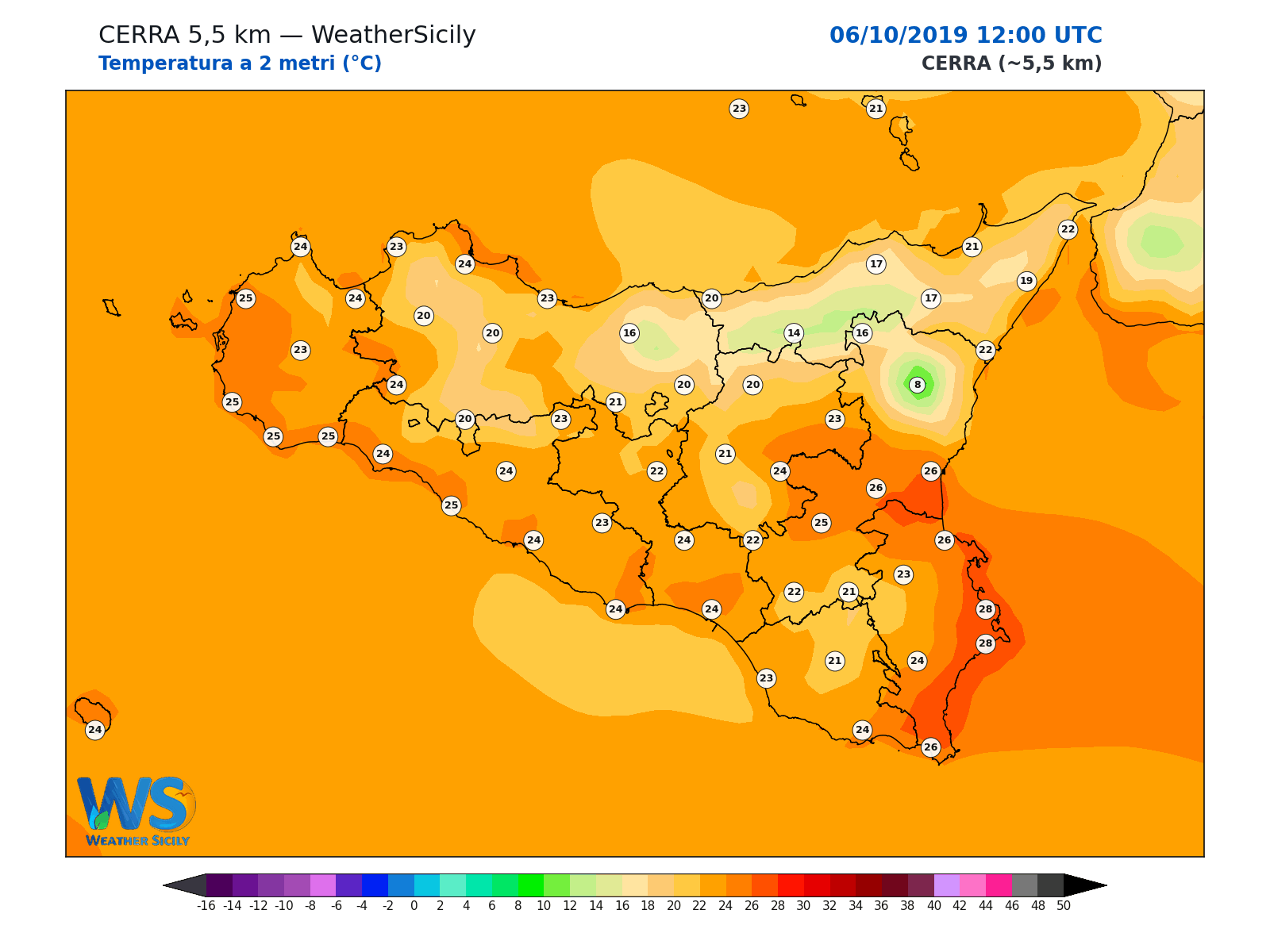 Temperatura a 2 metri · 2019100612