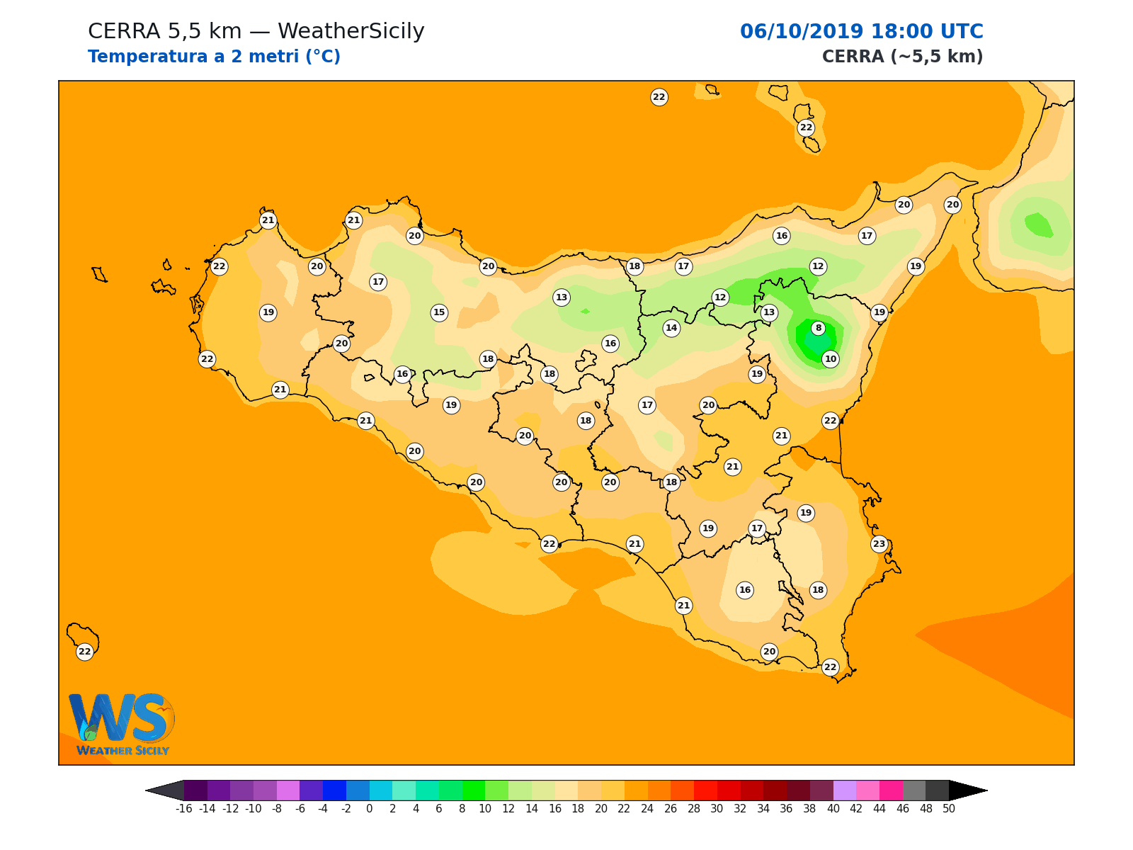 Temperatura a 2 metri · 2019100618