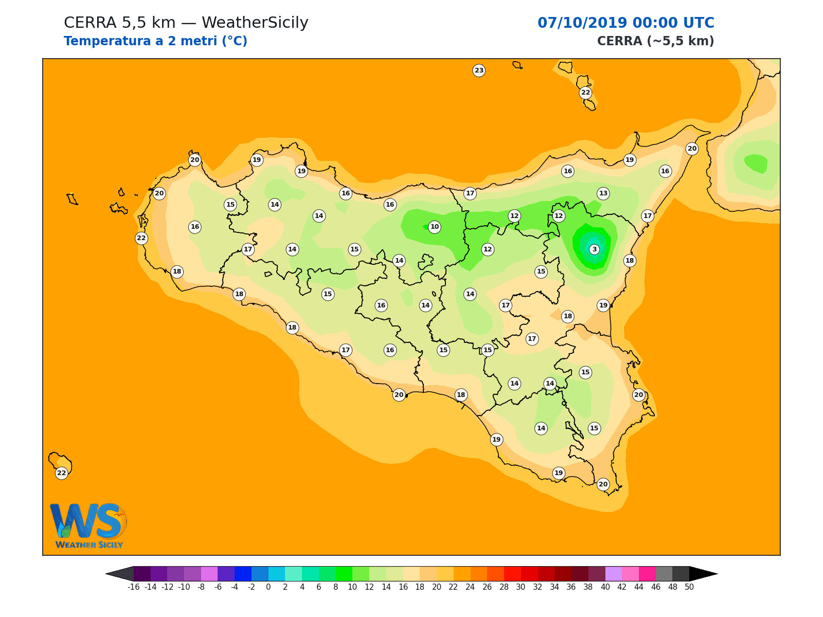 Temperatura a 2 metri · 2019100700