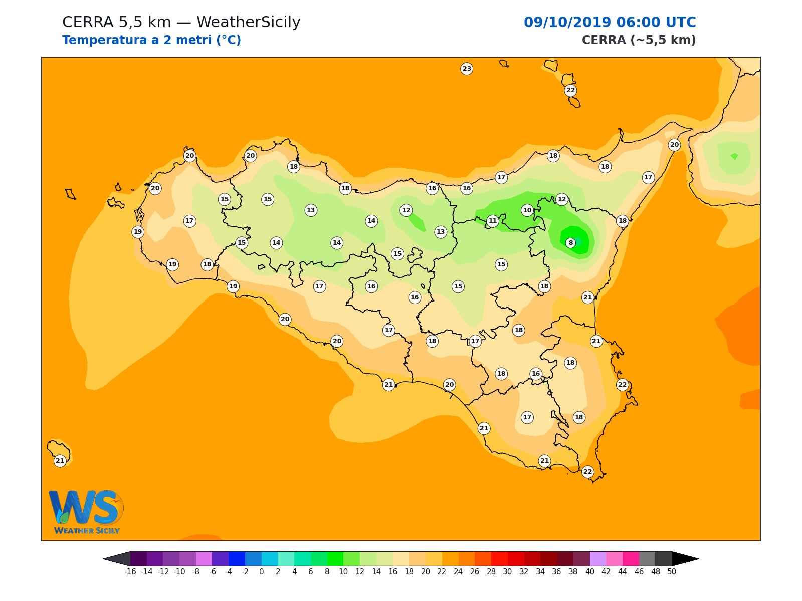 Temperatura a 2 metri · 2019100906