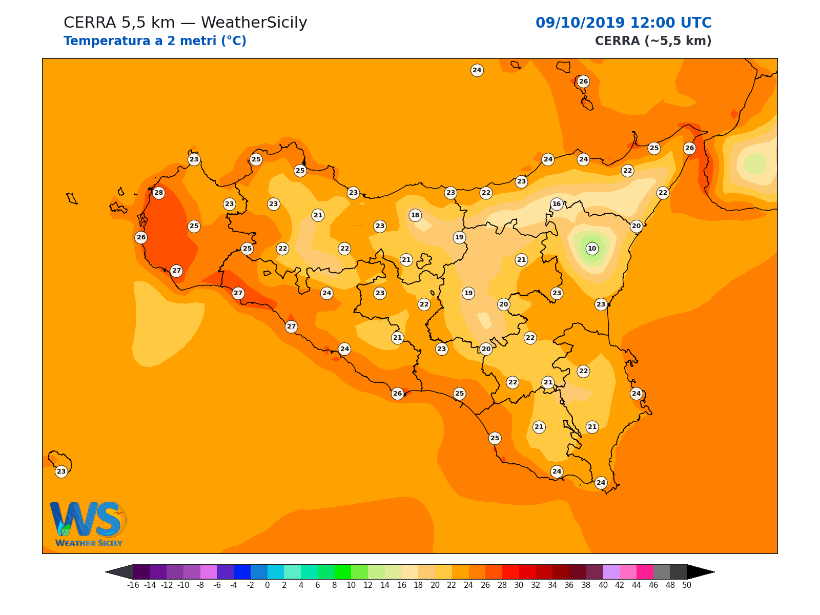 Temperatura a 2 metri · 2019100912