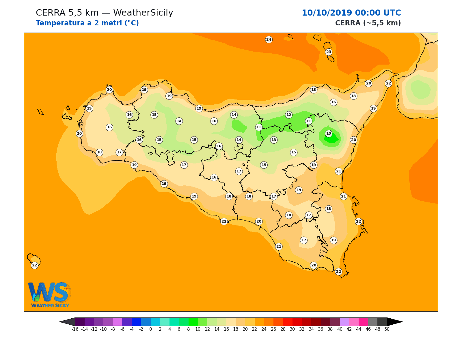 Temperatura a 2 metri · 2019101000