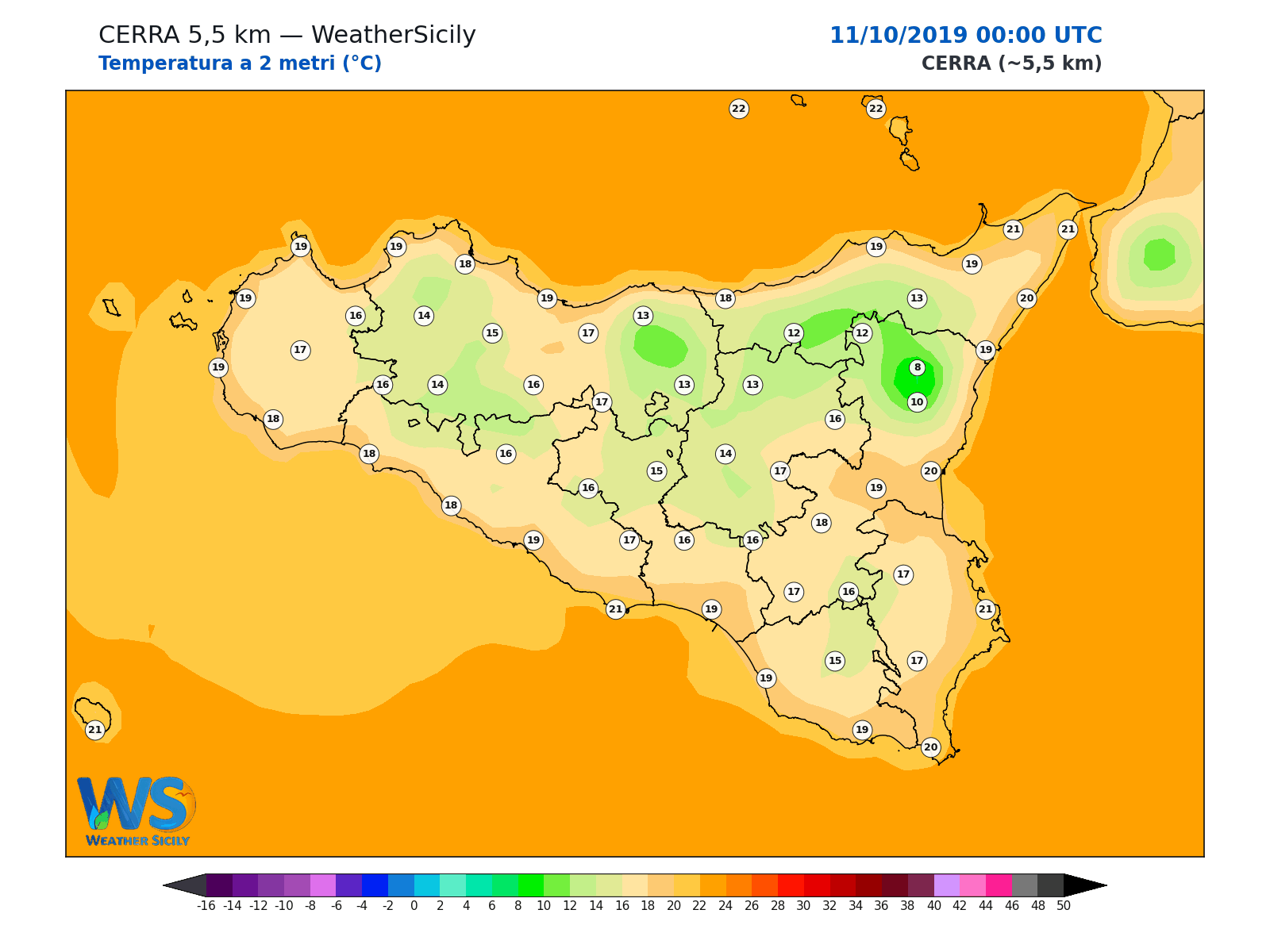 Temperatura a 2 metri · 2019101100