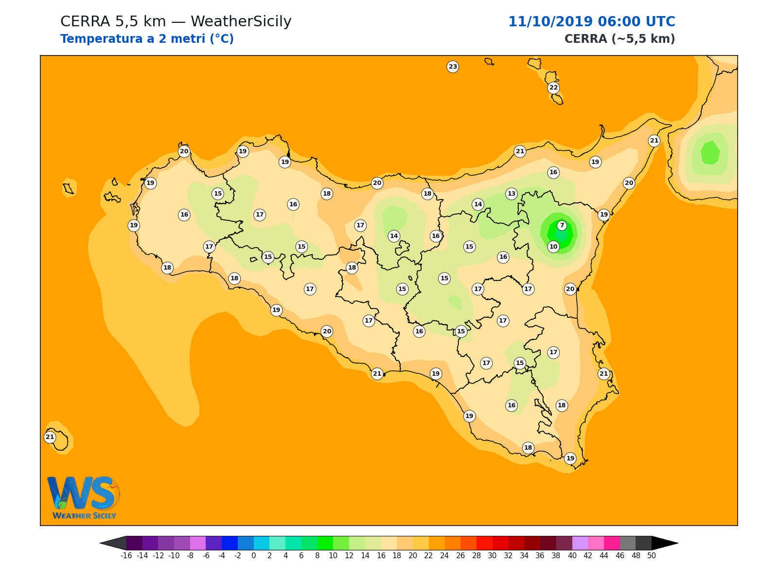Temperatura a 2 metri · 2019101106