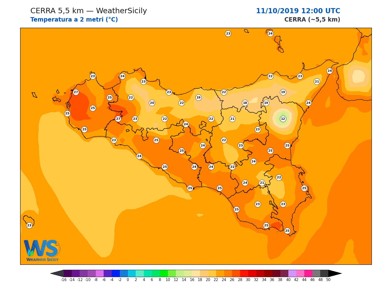 Temperatura a 2 metri · 2019101112