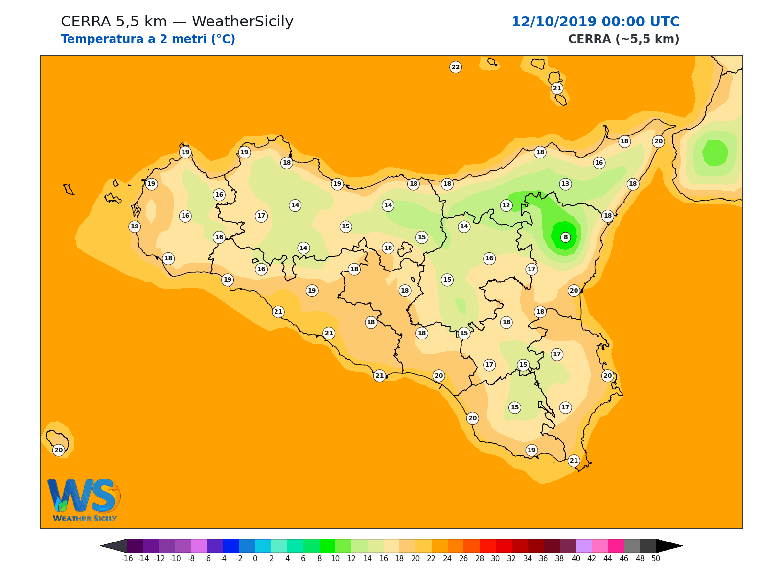 Temperatura a 2 metri · 2019101200