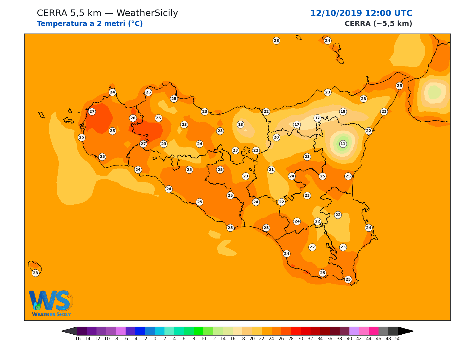Temperatura a 2 metri · 2019101212