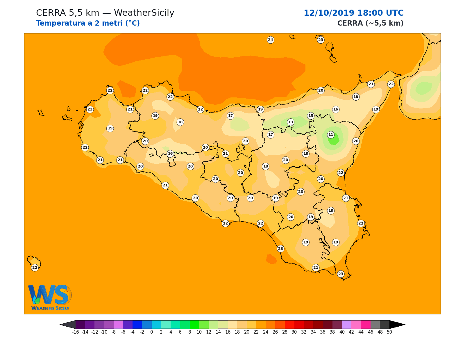 Temperatura a 2 metri · 2019101218
