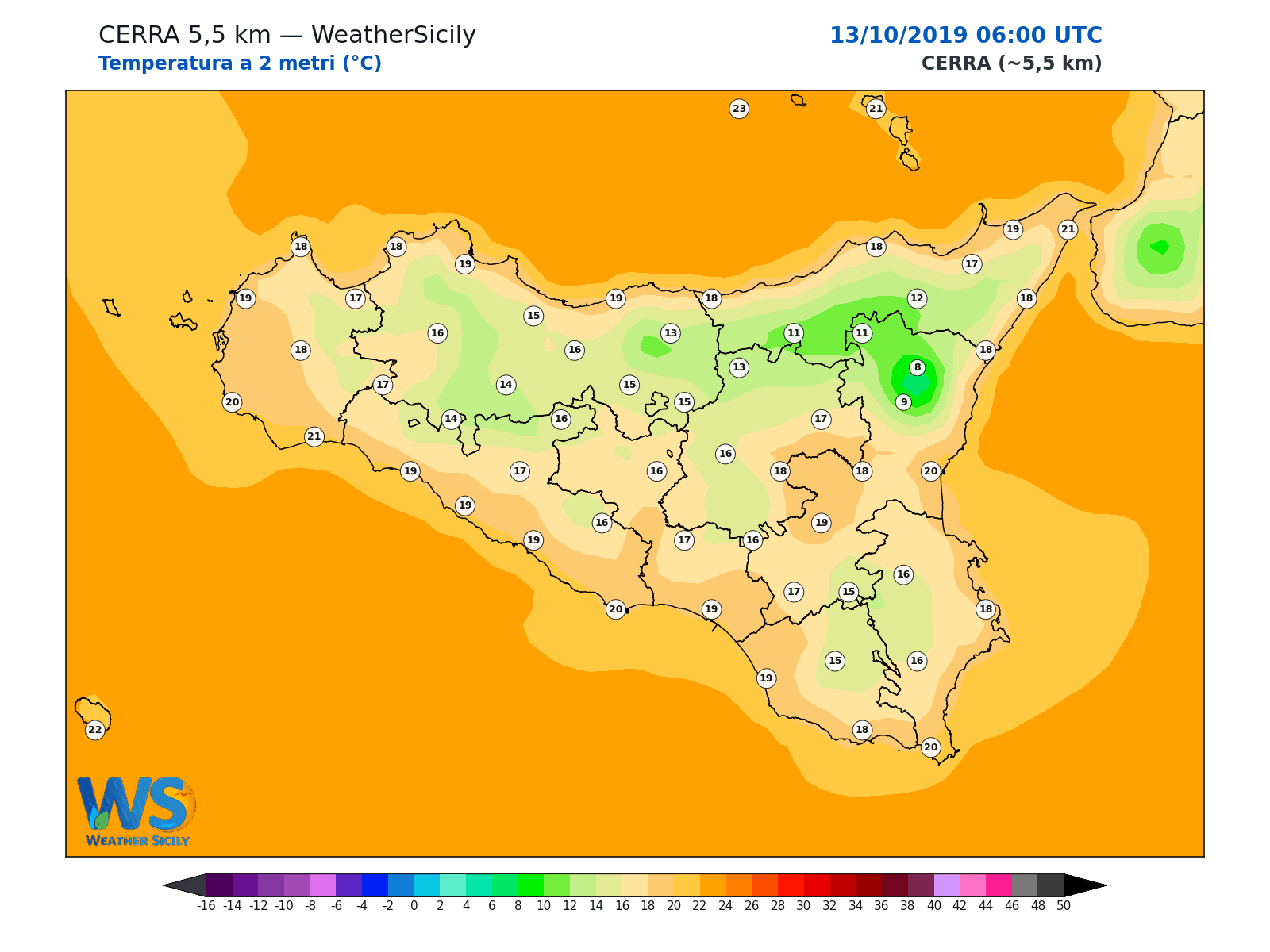 Temperatura a 2 metri · 2019101306