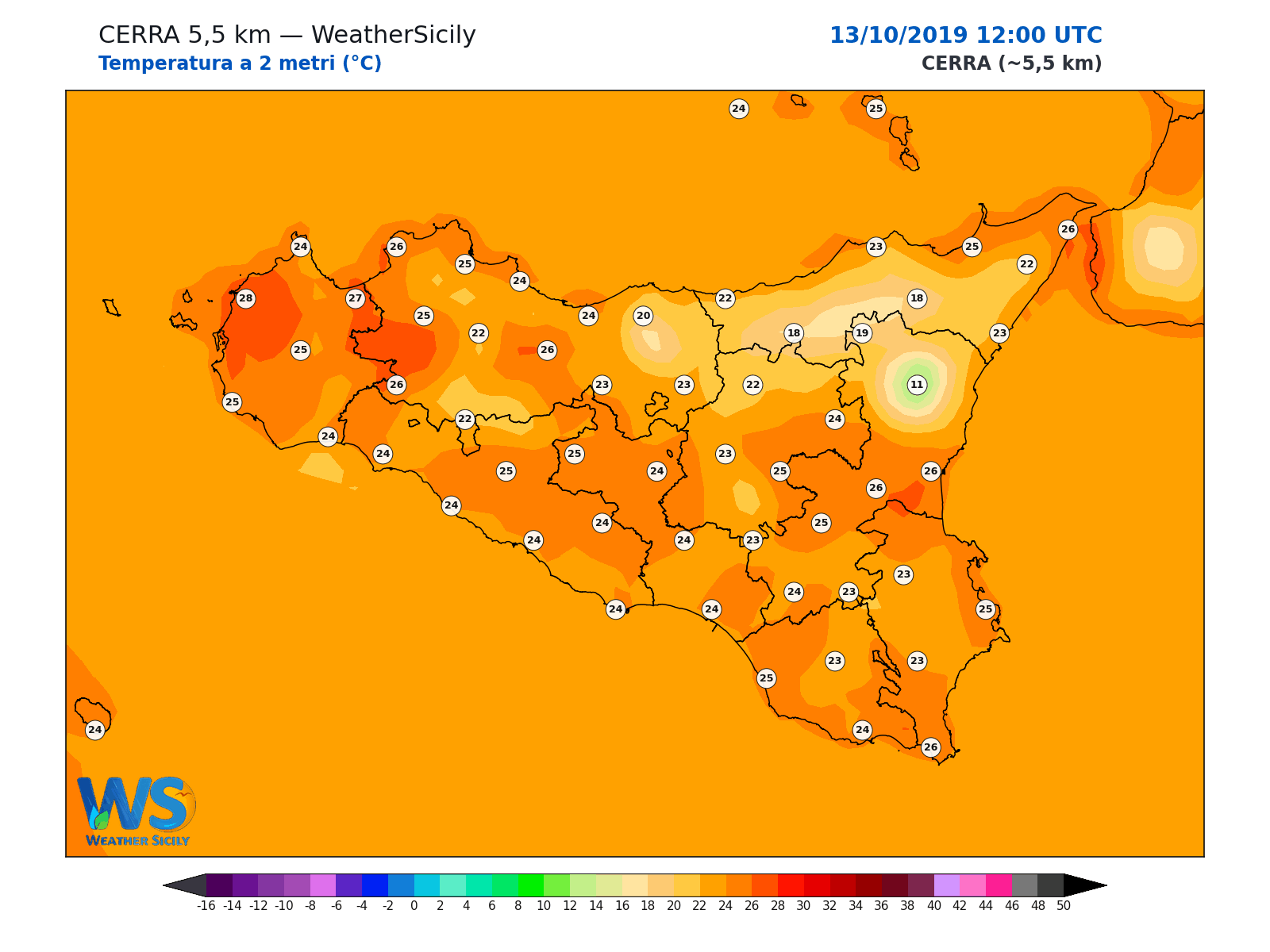 Temperatura a 2 metri · 2019101312