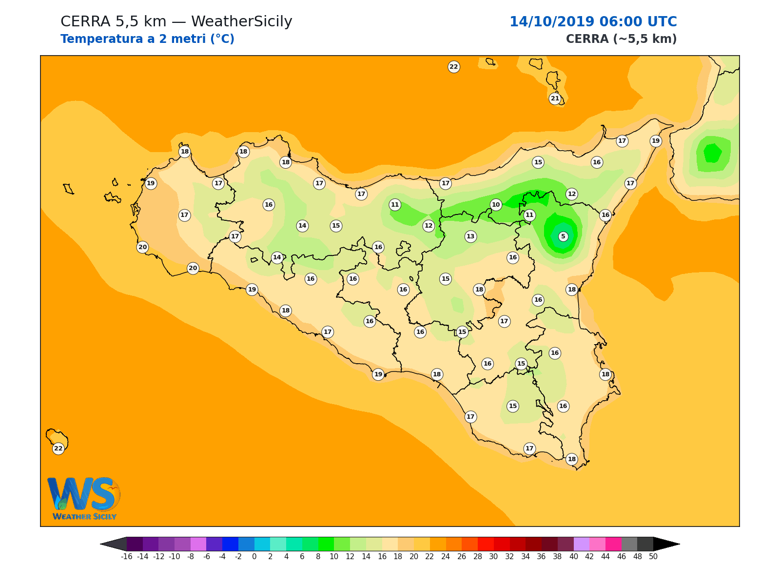 Temperatura a 2 metri · 2019101406