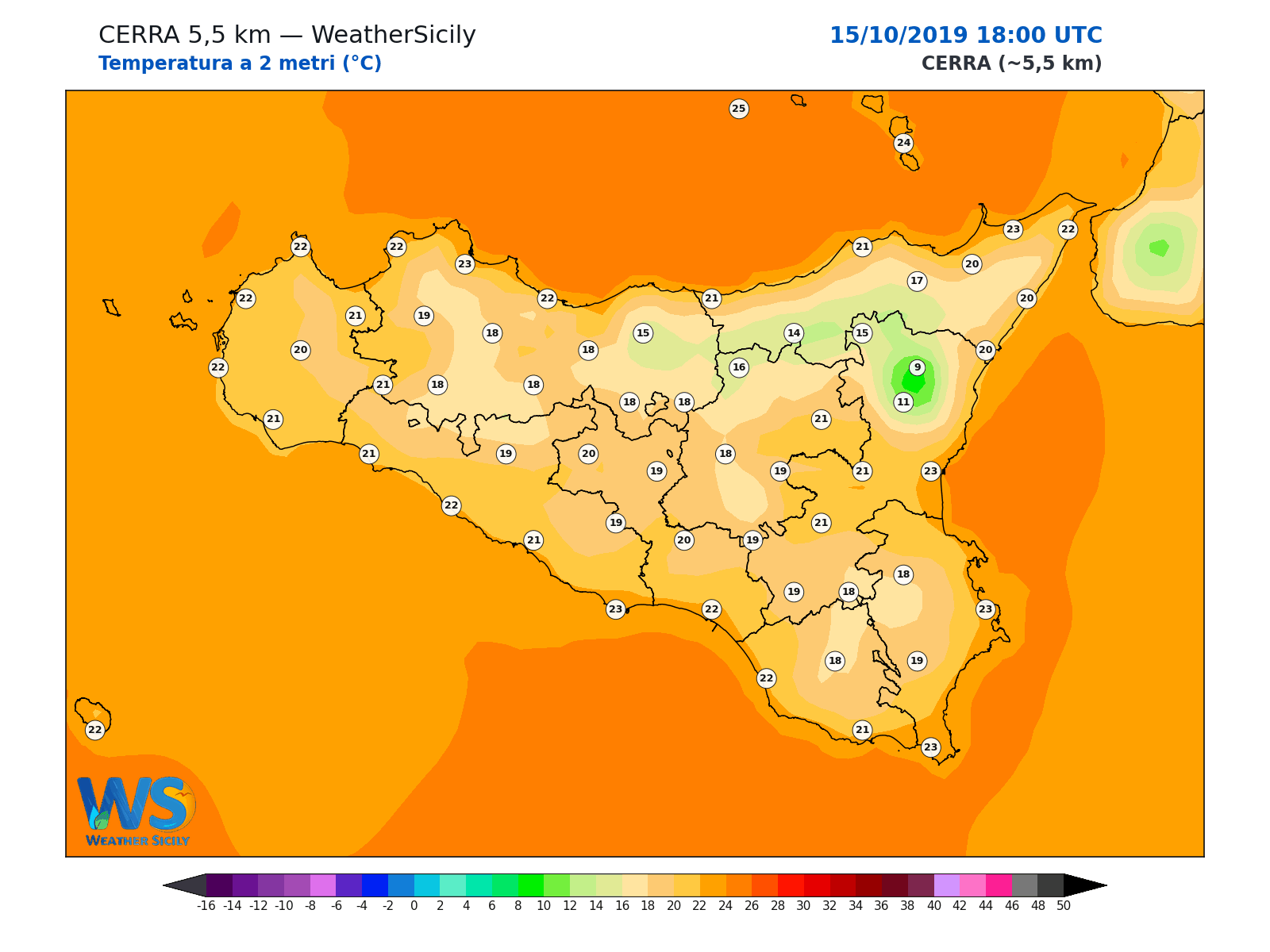 Temperatura a 2 metri · 2019101518